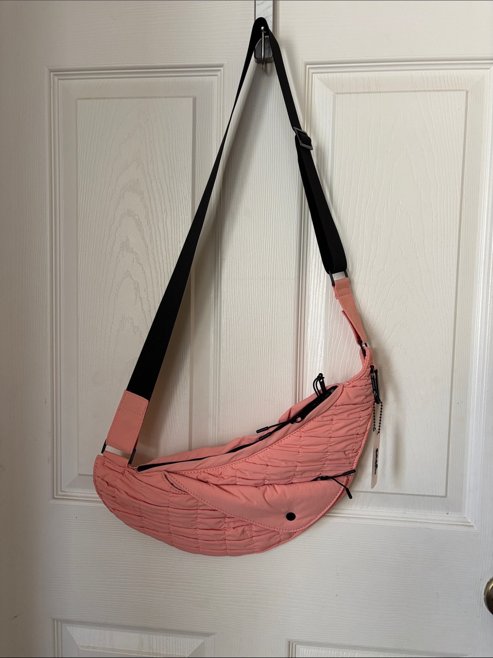 The Sash Bag Half-sash Quilted Pink Crossbody Sling Bag with Adjustable Strap